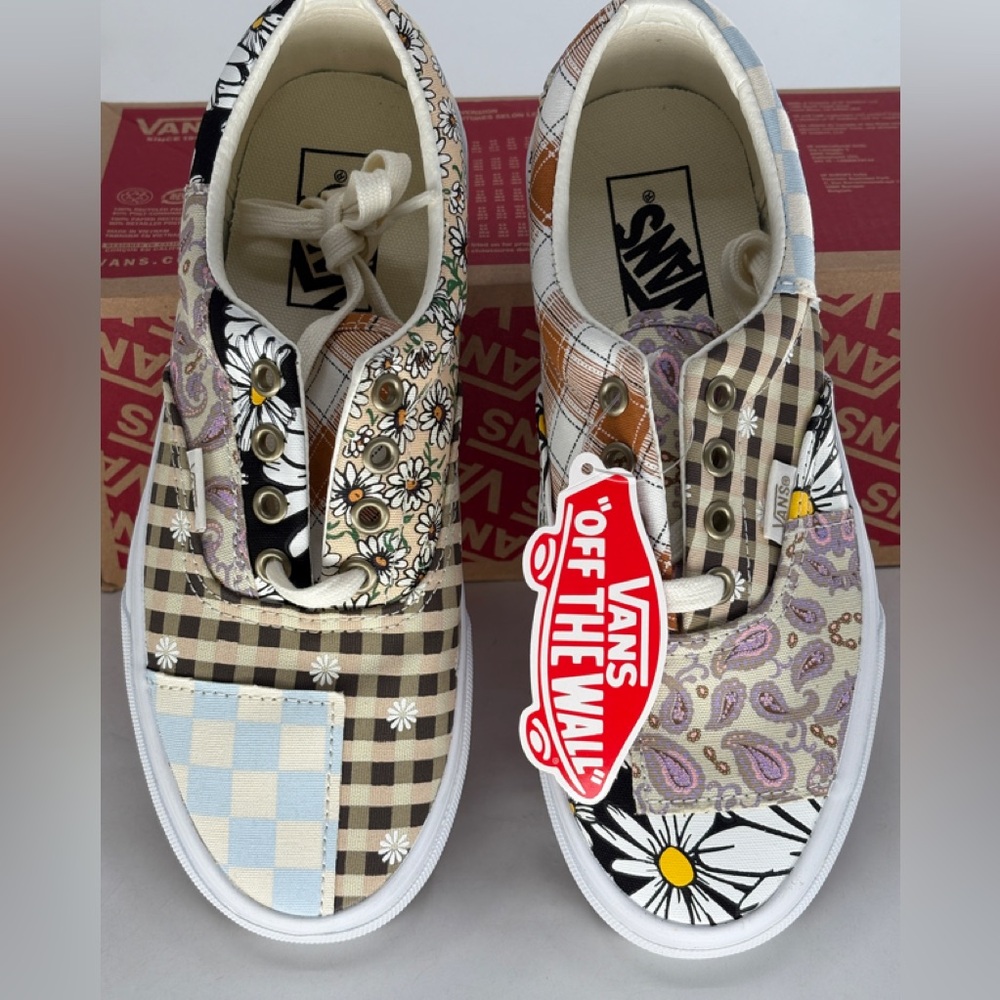 Vans Sneakers Meadow Patchwork Women‎ Size 7 Floral Lace Up Low Top New